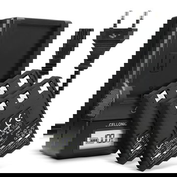 Pack de 2x batteries NB-1LH NB-1L 830mAh pour appareil photo Canon Digital IXUS 300 330 400 430 500 IXUS V V2 V3 S100 NB1L CB2LS - Avec chargeur CB-2LSE CBC-NB1 et câble d'alimentation