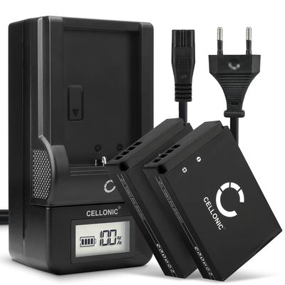 Pack de 2x batteries LP-E12 820mAh pour appareil photo Canon EOS M50, EOS M100, EOS 100D, PowerShot SX70 HS - Avec chargeur LC-E12 et câble d'alimentation