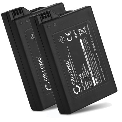 2x Akku für Sony PSP 1 (PSP-1000, 1001, 1002, 1003, 1004, 1005, 1006, 1007, 1008, 1010) PSP Fat 1800mAh von CELLONIC