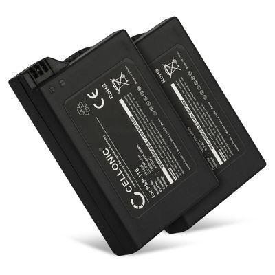 2x Batterie PSP-110 per Sony PSP 1 (PSP-1000, 1001, 1002, 1003, 1004, 1005, 1006, 1007, 1008, 1010) PSP Fat Ricambio potente, marcato CELLONIC, con capacità da 1800mAh per console giochi controller palmari batteria psp 1004