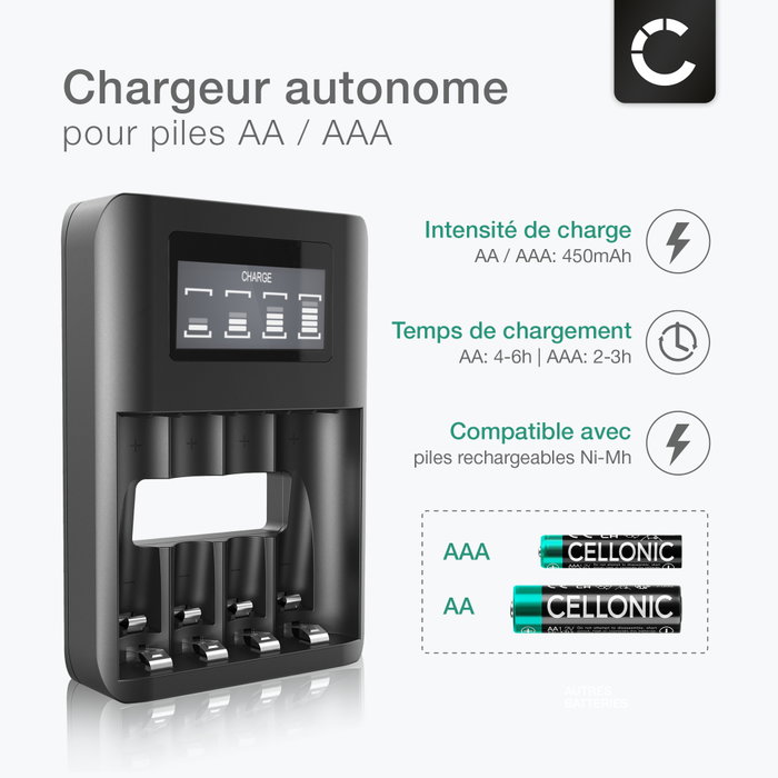 Cargador De Pilas Recargables AA/AAA