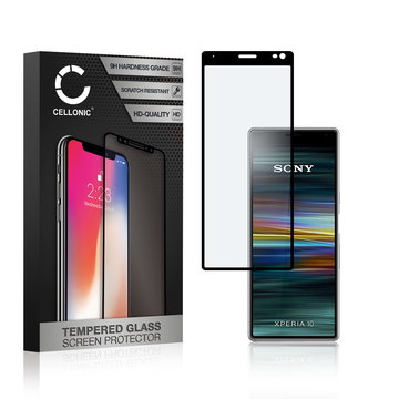 CELLONIC Display Schutzglas kompatibel mit Sony Xperia 10 Handyglas - 3D Full Cover 9H 0,33mm Edge Glue schwarz - Handy Schutzfolie Displayschutz Glas Folie, Screen Protector Glass
