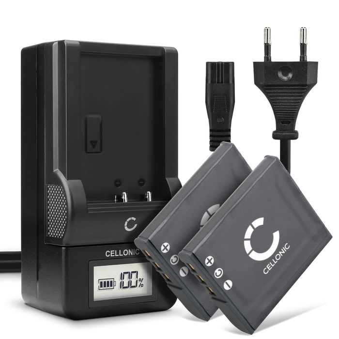2x Sony Cyber-shot DSC-W170 Batteria da 900mAh marcata CELLONIC + Caricabatteria