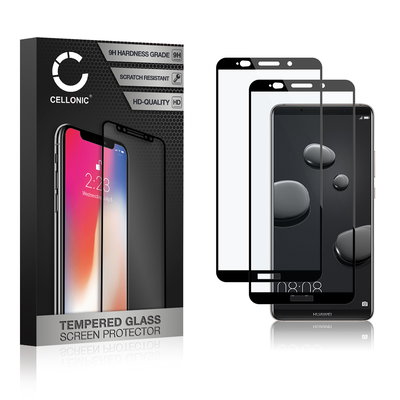 2x CELLONIC Display Schutzglas kompatibel mit Huawei Mate 10 Pro Handyglas - 3D Full Cover 9H 0,33mm Full Glue schwarz - Handy Schutzfolie Displayschutz Glas Folie, Screen Protector Glass