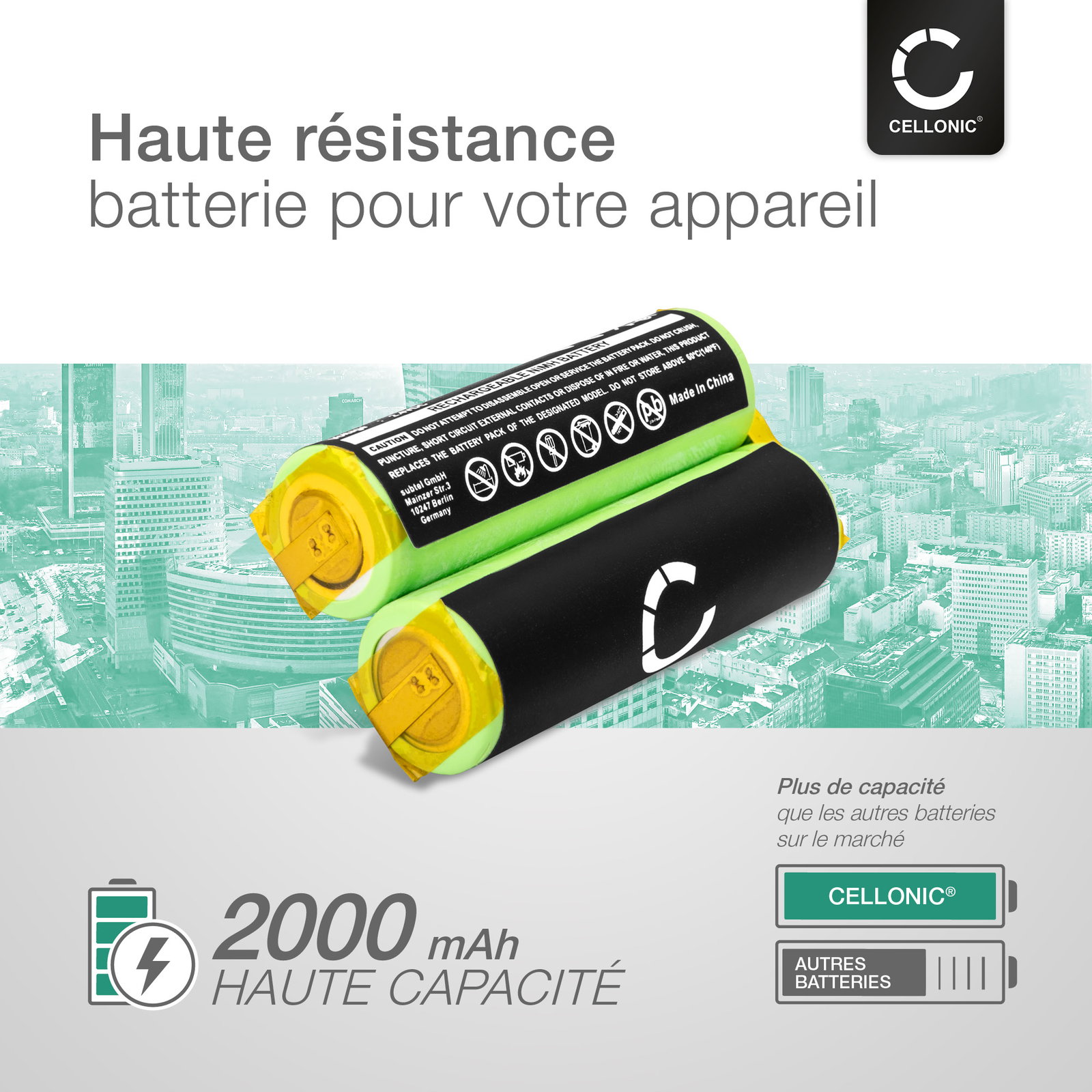 Batterie 2000mAh 138-10609 Pour Rasoirs Philips Philishave HQ6770, HQ6880, HQ7830