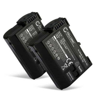 2x Akku EN-EL15 für Nikon D850 D750 1 V1 D7500 D7200 D800 D810 D7100 D7000 D610 D600 von CELLONIC