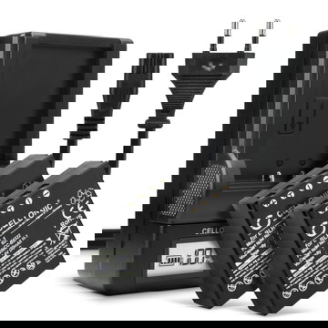 Pack de 2x batteries BLH-1 2000mAh pour appareil photo Olympus OM-D E-M1 Mark II, OM-D E-M1X - Avec chargeur BCH-1 et câble d'alimentation