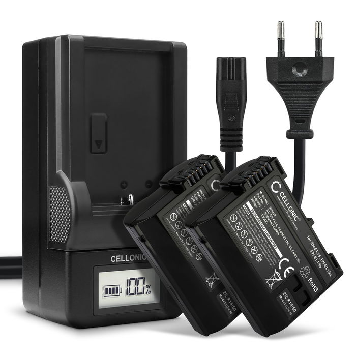 2x Nikon D7000 Batteria da 2000mAh marcata CELLONIC + Caricabatteria