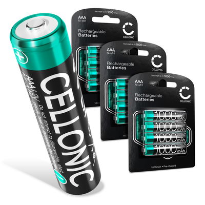 Cellonic Piles rechargeables AAA - 1000mAh - préchargées, durables - 12x Accus Micro, HR03 batteries