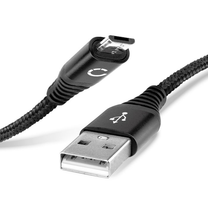 Cavo USB 2.0 con connettore Micro USB per tablet Huawei MediaPad M1 / M2 / M3 / T1 / T2 / T3 / T5 filo di 1m cavetto dati & ricarica 2.4A in piacevole Nylon nero