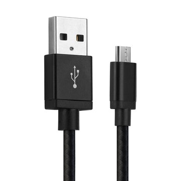 Cavo USB 2.0 con connettore Micro USB per telefono Swisstone BBM 320 / BBM 320C / SC 230 / SC 560 / BBM 610 / SC 330 / BBM 625 / BBM 605 filo di 1m cavetto dati & ricarica 2A in Nylon nero per cellulare