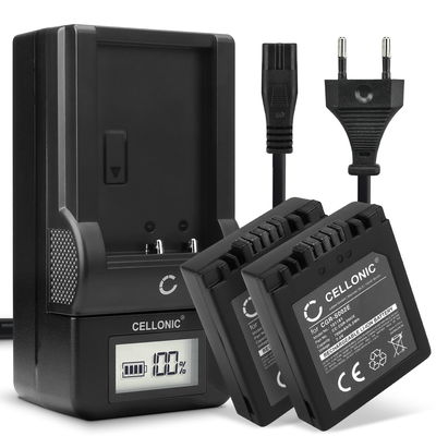 2x Ersatz Akku CGA-S002e CGA-S002e-1B CGR-S002 DMW-BM7 + Ladegerät für Panasonic Lumix DMC-FZ10 DMC-FZ20 DMC-FZ5 -FZ1 -FZ15 -FZ2 -FZ3 DMC-FC20 Kamera - 700mAh Ersatzakku Batterie, Ladekabel, Akkuladegerät