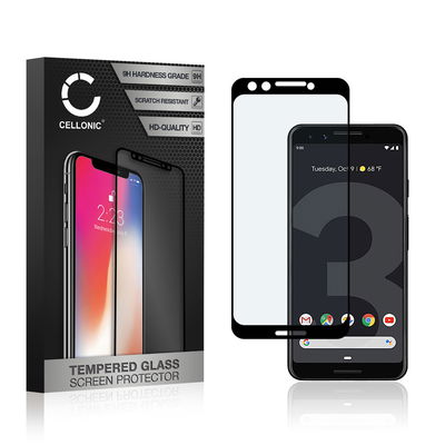 Vetro temperato CELLONIC per Google Pixel 3, screen protector (3D Case-friendly 9H 0,33mm Edge Glue) nero Pellicola salva schermo per telefono cellulare smartphone