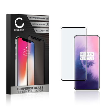 Vetro temperato CELLONIC per OnePlus 7 Pro / 7T Pro, screen protector (3D Case-friendly 9H 0,33mm Edge Glue) nero Pellicola salva schermo per telefono cellulare smartphone