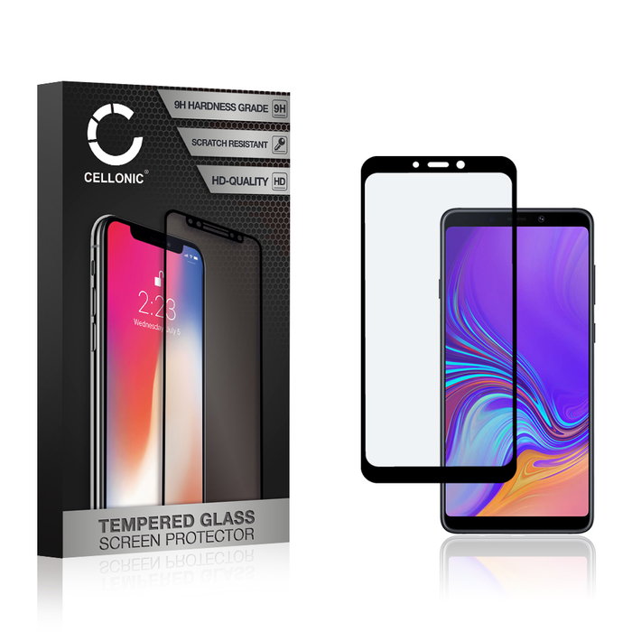 CELLONIC Display Schutzglas kompatibel mit Samsung Galaxy A9 (2018 - SM-A920) Handyglas - 3D Case-friendly 9H 0,33mm Full Glue schwarz - Handy Schutzfolie Displayschutz Glas Folie, Screen Protector Glass