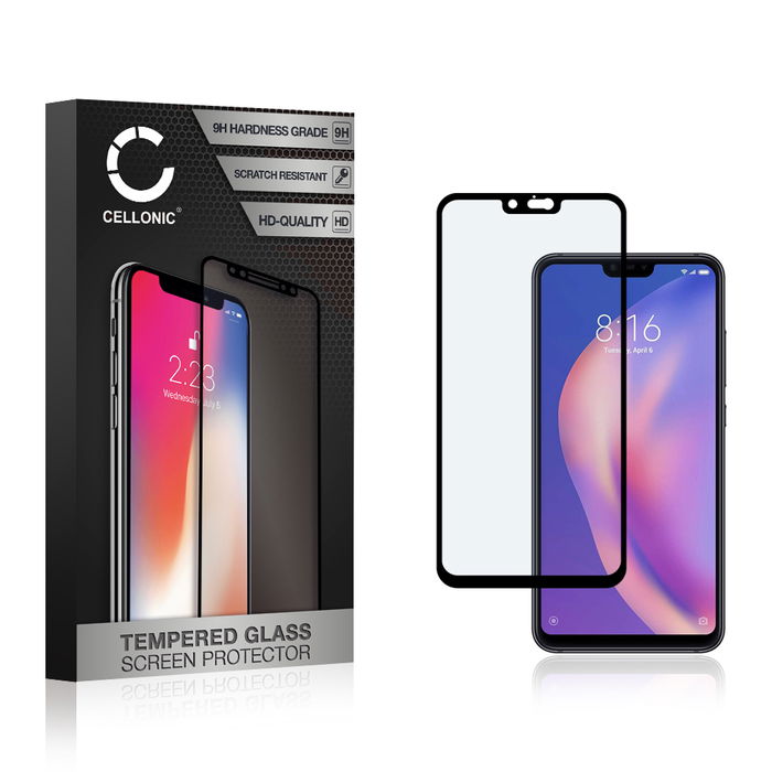 CELLONIC Display Schutzglas kompatibel mit Xiaomi Mi 8 Lite Handyglas - 3D Case-friendly 9H 0,33mm Full Glue schwarz - Handy Schutzfolie Displayschutz Glas Folie, Screen Protector Glass