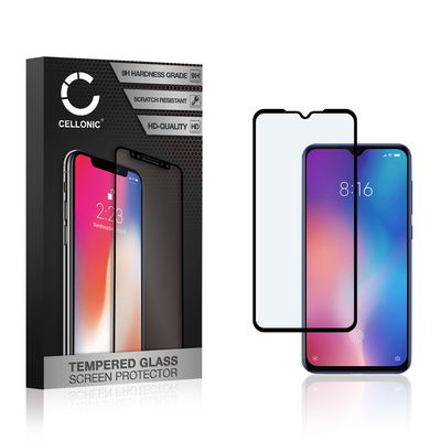 Vetro temperato CELLONIC per Xiaomi Redmi 9 / Redmi 9A, screen protector (3D Case-friendly 9H 0,33mm Full Glue) nero Pellicola salva schermo per telefono cellulare smartphone