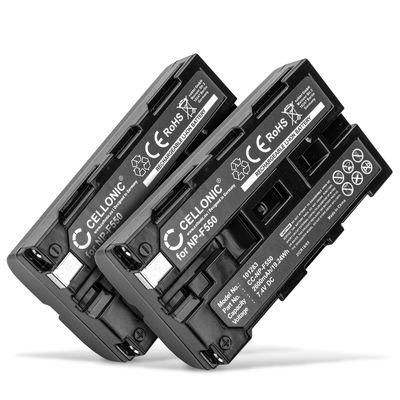 2x Batterie NP-F550 F750 F330 per videocamera camcorder Sony HDR-FX1000E HDR-FX7E FX1000 DSR-PD150 PD170 DSR-250 DCR-VX1000 VX2100e Affidabile ricambio da 2600mAh, marca CELLONIC® , per telecamera SONY