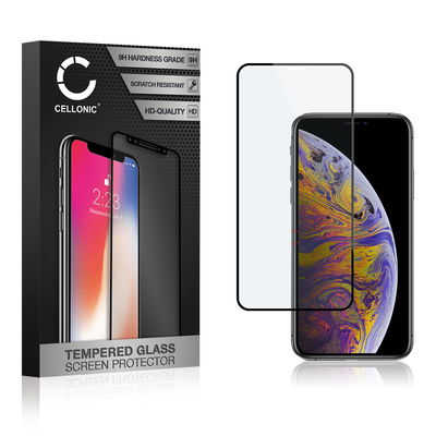 Vetro temperato CELLONIC per iPhone 11 Pro Max / iPhone Xs Max, screen protector (3D Case-friendly 9H 0,33mm Full Glue) nero Pellicola salva schermo per telefono cellulare smartphone