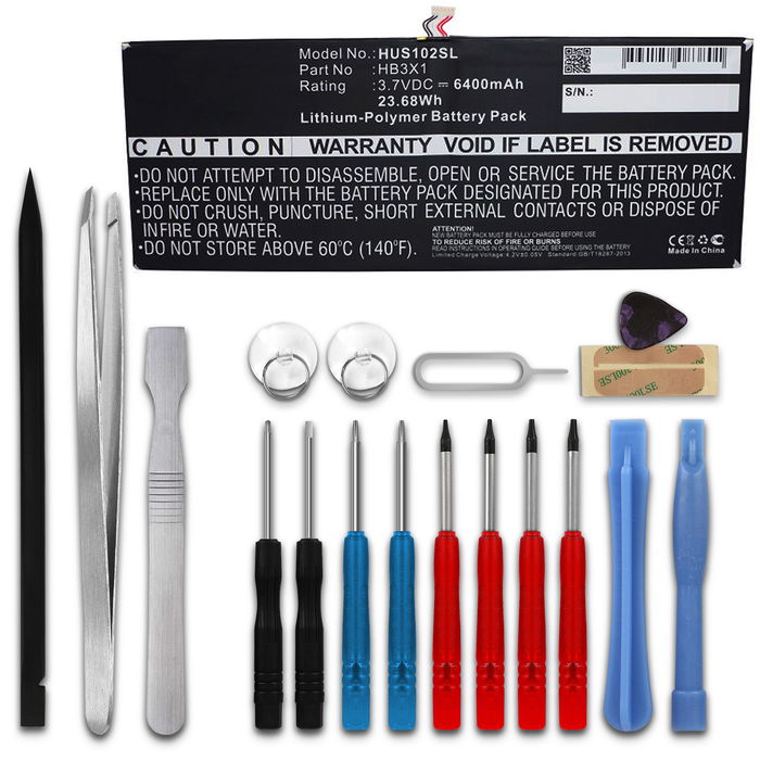 subtel Replacement Tablet Battery for Huawei MediaPad 10 Link S10-201u S10-202u S10-201L + 17-Tool Tablet Repair Kit - HB3X1 6400mAh
