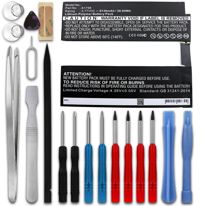 Apple iPad Pro 10,5" - A1701 Akku + Werkzeug-Set 8130mAh Ersatzakku Batterie von subtel