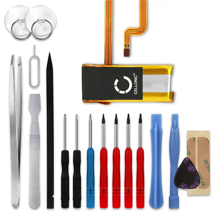 Apple iPod 7 Gen. (Classic Late 2009) - A1238 - 160Gb Akku + Werkzeug-Set 450mAh Ersatzakku Batterie von CELLONIC