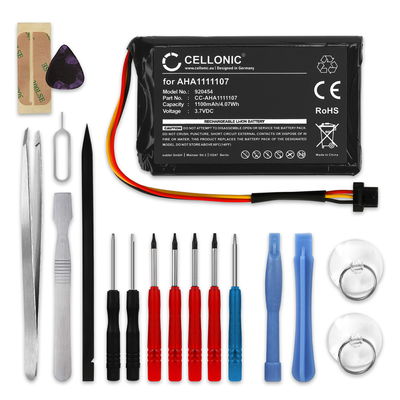 Batterie AHA1111107 AHA11111010 P6 1100mAh pour TomTom Go Essential, Go 620, Go 610, Go 600 (4FA60) + kit d'outils