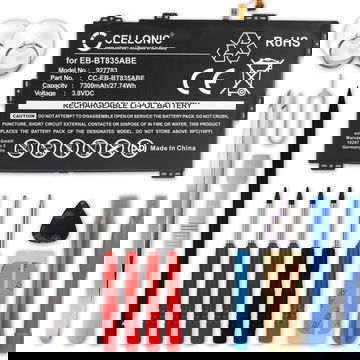 Tablet Ersatz Akku für Samsung SM-T830 Galaxy Tab S4, Samsung SM-T835 Galaxy Tab S4 LTE - 7300mAh Ersatzakku EB-BT835ABE, EB-BT835ABU, GH43-04830A Tabletakku + Werkzeug-Set Batterie