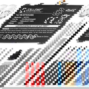 Batteria EB-BT835ABE, EB-BT835ABU, GH43-04830A per tablet Samsung SM-T830 Galaxy Tab S4, Samsung SM-T835 Galaxy Tab S4 LTE Ricambio 7300mAh + Set di strumento Sostituzione ottimale con strumenti di precisione per smontaggio facile