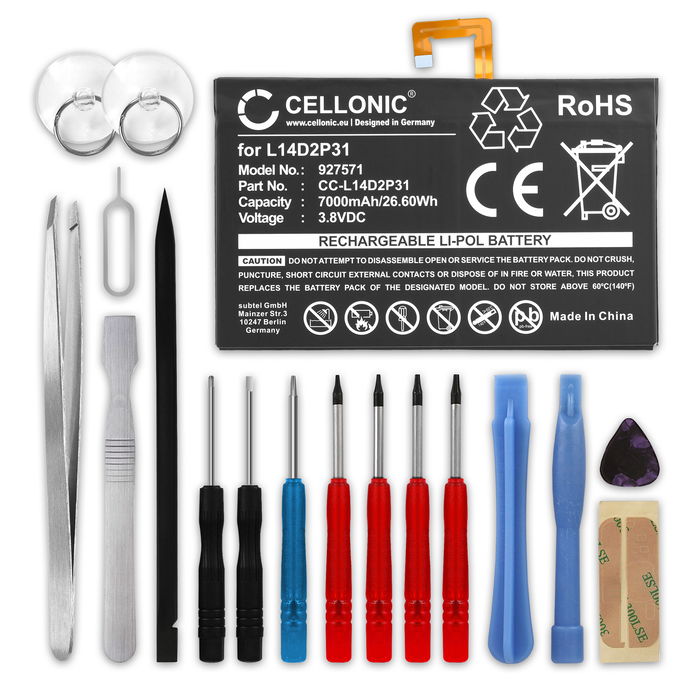 Lenovo Tab 2 A10-30 TB2-X30M Batterie + kit d'outils 7000mAh de subtel