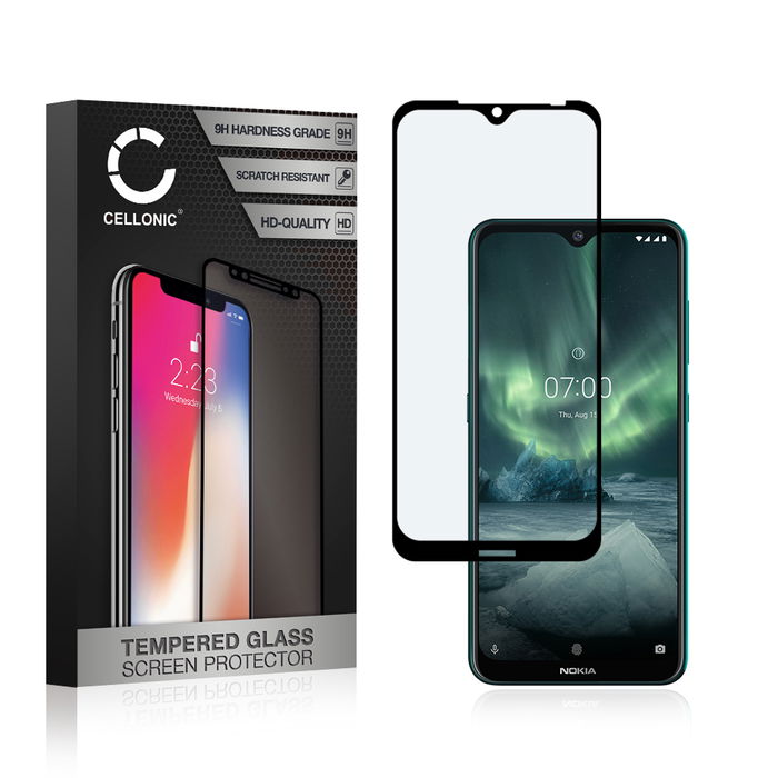 CELLONIC Display Schutzglas kompatibel mit Nokia 7.2 Handyglas - 3D Case-friendly 9H 0,33mm Full Glue schwarz - Handy Schutzfolie Displayschutz Glas Folie, Screen Protector Glass