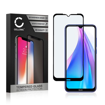 Vetro temperato CELLONIC per Xiaomi Redmi Note 8T, screen protector (3D Full Cover 9H 0,33mm Full Glue) nero Pellicola salva schermo per telefono cellulare smartphone