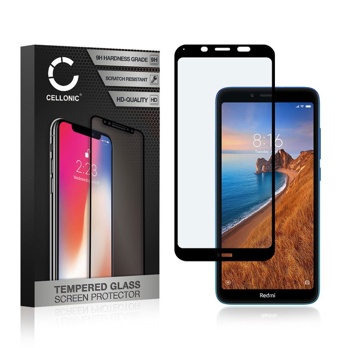 Vetro temperato CELLONIC per Xiaomi Redmi 7a, screen protector (3D Full Cover 9H 0,33mm Full Glue) nero Pellicola salva schermo per telefono cellulare smartphone