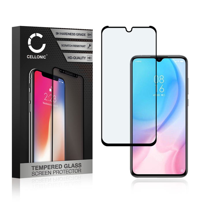 CELLONIC Display Schutzglas kompatibel mit Xiaomi Mi 9 Lite Handyglas - 3D Full Cover 9H 0,33mm Full Glue schwarz - Handy Schutzfolie Displayschutz Glas Folie, Screen Protector Glass