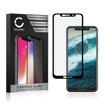 Screen Protector for Motorola One (P30 Play) Phone Screen Cover - 3D Full Cover 0,33mm Full Glue 9H Tempered Glass Smartphone Display Screen Guard Black