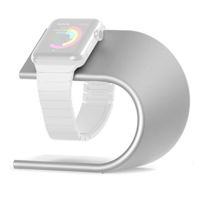 Supporto argento apple watch marcato subtel compatibile con Apple Watch SE / 7 / 6 / 5 / 4 / 3 / 2 / 1 - 38mm / 40mm / 42mm / 44mm base ricarica apple watch, stazione di ricarica stabile, sicura in Alluminio