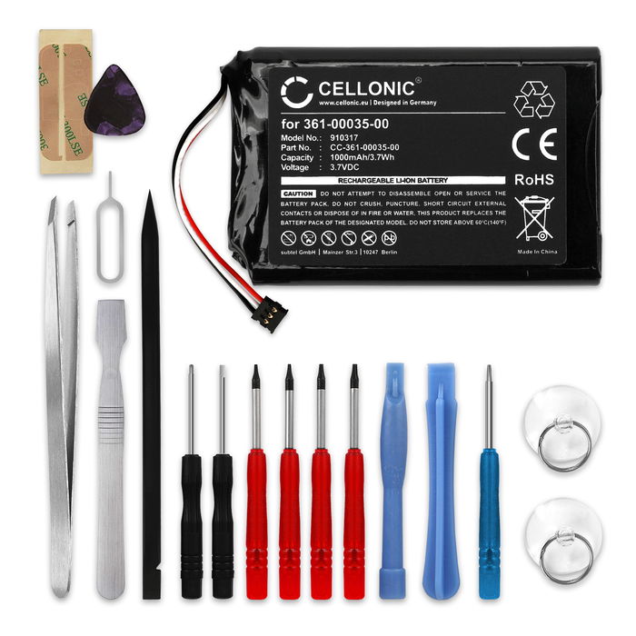 Garmin 361-00035-00 Akku + Werkzeug-Set 1000mAh Ersatzakku Batterie von CELLONIC