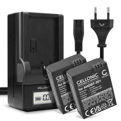 2x Batterie AHDBT-201 AHDBT-301 AHDBT-302 compatibili con GoPro Hero 3 Hero 3 White Hero 3 Black Hero 3 Silver Hero 3 + Hero 3+ Hero 3 Plus 1180mAh + Caricabatteria