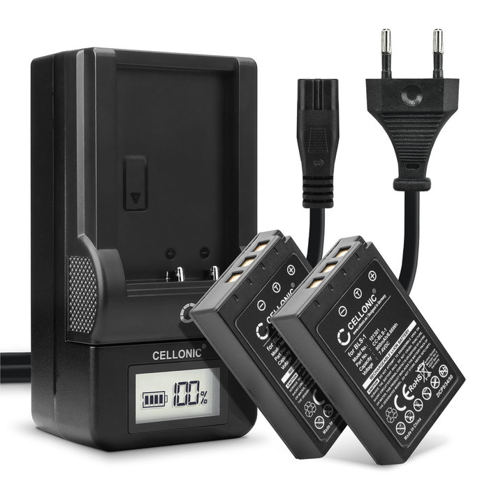 2x CELLONIC Camera Battery for Olympus E-420 E-450 E-410 E-400 E-420 E-620 E-600 Pen E-P3 E-PL1 E-P1 E-P2 Replacement BLS-1 Battery 900mAh Backup + Charger BLS-1