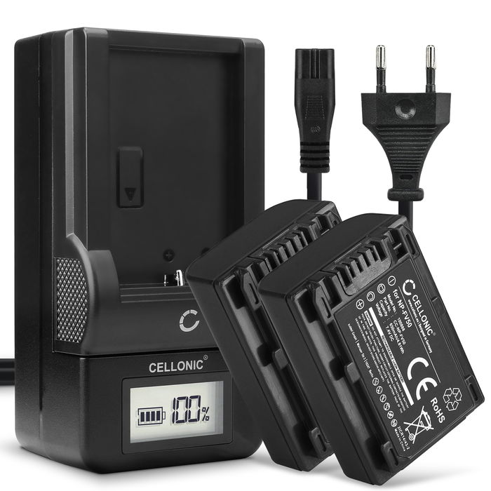2x Sony DCR-SX15 Akku + Ladegerät 650mAh Ersatzakku Batterie von CELLONIC
