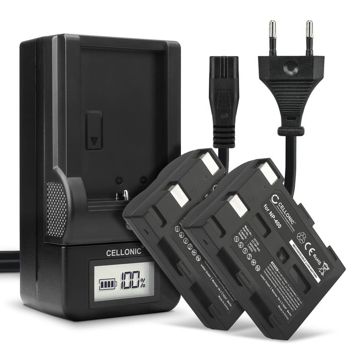 2x Konica Minolta Dynax 5D Batteria da 1600mAh marcata CELLONIC + Caricabatteria