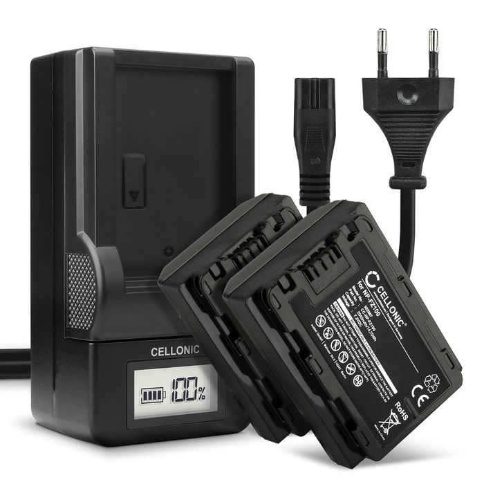 2x Batteria per Sony A7 IV, Alpha 7C, A6600, 7S III, Alpha 1, Sony A9, A7R III, Alpha 7R V - NP-FZ100 2040mAh + Caricabatteria BC-QZ1 di Ricambio sostituzione scorta