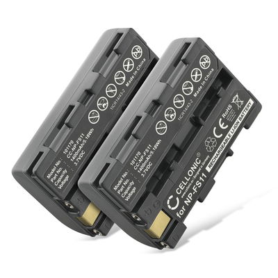 2x Batteria NP-FS11 per fotocamera Sony CCD-CR1 Ruvi DSC-F505 F55 DSC-P1 P20 P30 P50 DCR-PC1 PC2 PC3 PC4 PC5 DCR-TRV1VE Affidabile ricambio da 1400mAh, marca CELLONIC