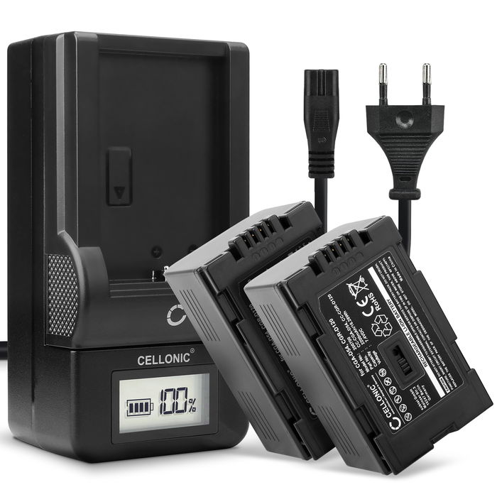 2x Akku für Panasonic NV-EX21 Kamera, Ersatzakku 2200mAh Batterie + Ladegerät