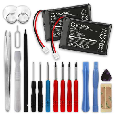 2x Batterie pour Sony PlayStation 4 Dualshock 4 Wireless Controller (Version 2) 1000mAh + kit d'outils de CELLONIC