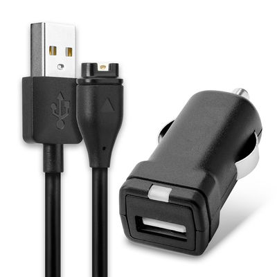 KFZ Ladekabel für Garmin Fenix 7, 6, 6 Pro, 6X Pro, Vivoactive 4, 4S, 3, Forerunner 945, 45, Venu 2 - 1m, 5V, 3A Auto Ladegerät