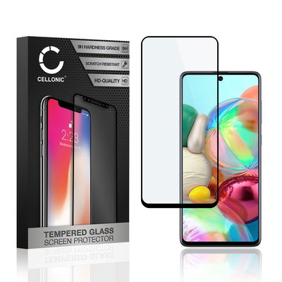 CELLONIC Display Schutzglas kompatibel mit Samsung Galaxy A71 (SM-A715) Handyglas - 3D Full Cover 9H 0,33mm Full Glue schwarz - Handy Schutzfolie Displayschutz Glas Folie, Screen Protector Glass