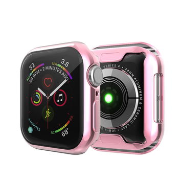 subtel Protection 2 en 1 pour Apple Watch SE / 6 / 5 / 4 - 44mm - coque couleur rose anti rayure pour le verre et la monture de votre montre connectée.