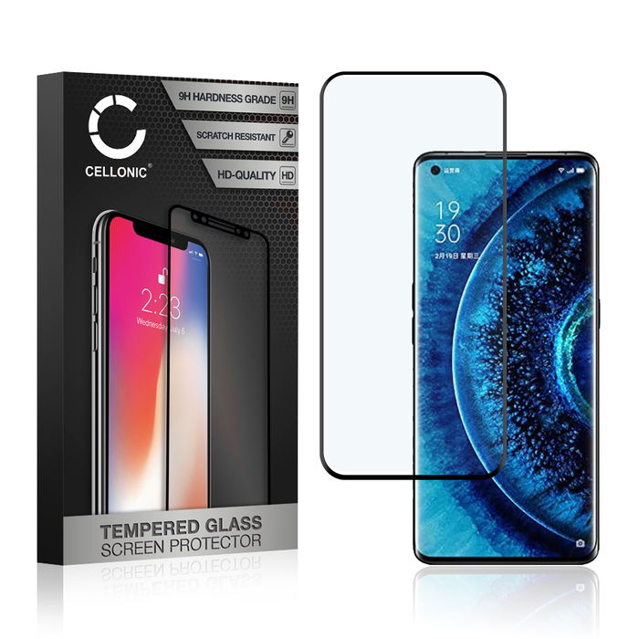 Vetro temperato CELLONIC per Oppo Find X2 / Find X2 Pro, screen protector (3D Full Cover 9H 0,33mm Full Glue) nero Pellicola salva schermo per telefono cellulare smartphone