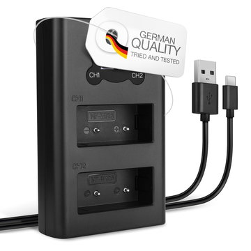 USB Dual Charger (NP-W126S NP-W126) for FujiFilm X-T3 X-T30 X-T20 X-T2 X-T100 X-T10 X-T1 Fuji X100f X-Pro3 X-Pro2 X-E3 + 1m USB Cable from CELLONIC